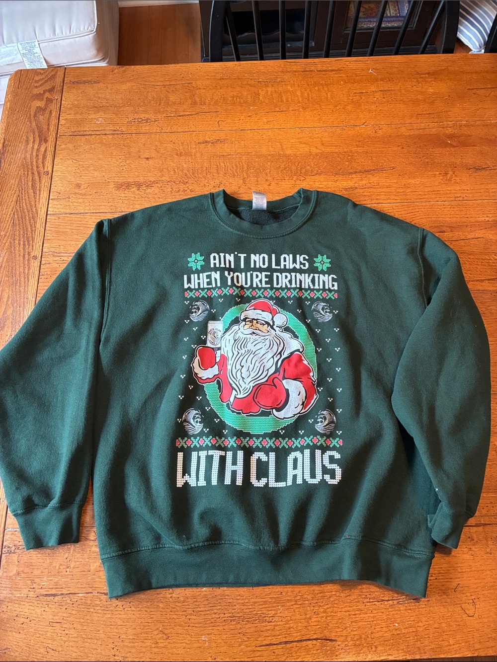 Green White Claus 'With Claus' Holiday Sweatshirt